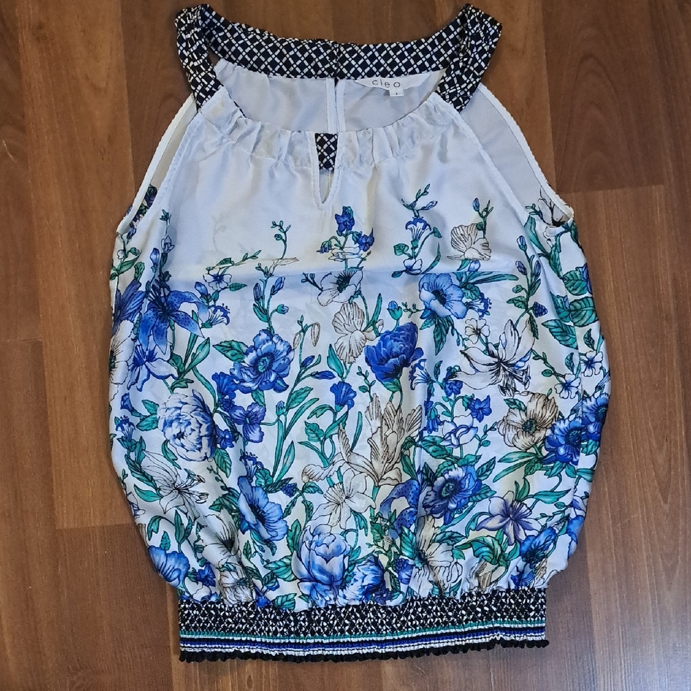 Cleo Blue and White Floral Blouse